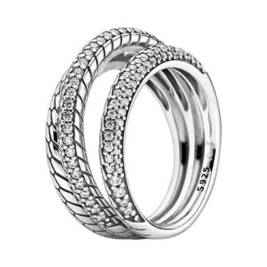 Imagem de Anel Feminino Em Prata Esterlina 925 Com Ouro Rosa E Pedra Em Forma De