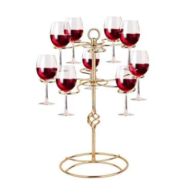 Imagem de Suporte para Cocktails,Torre De Copos De Vinho Com 2 Níveis E Com 10 Ganchos - Suporte para Torre de Champanhe | Para Casa Casamento Bar Festa Balcão Sala de Jantar