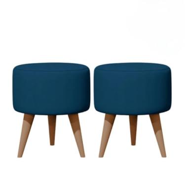 Imagem de Kit 2 Unidades Puff Luxe Super ReforçAdo Puff Sala，Quarto，Pufe，Puf，Sala，Banqueta(AZUL MARFIN)