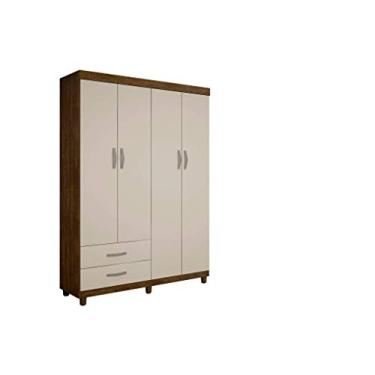 Imagem de Roupeiro Milao 4 Portas Sem Espelho Ipê & Off Sallêto Móveis
