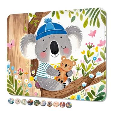 Imagem de Niniubye Mouse Pad, tapete de mouse quadrado fofo 25 x 20 cm, à prova d'água, com borda texturizada e costurada com base de borracha antiderrapante para laptop de jogos de escritório, casa, coala fofo