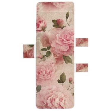 Imagem de Toalha de cadeira de espreguiçadeira floral rosa vintage toalha de praia para cadeira de piscina com bolsos espreguiçadeira de piscina tropical 203 x 76 cm