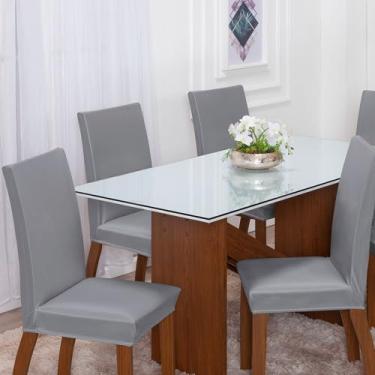 Imagem de Kit com 4 ou 6 capas de cadeira malha gel com elástico (4, Cinza)