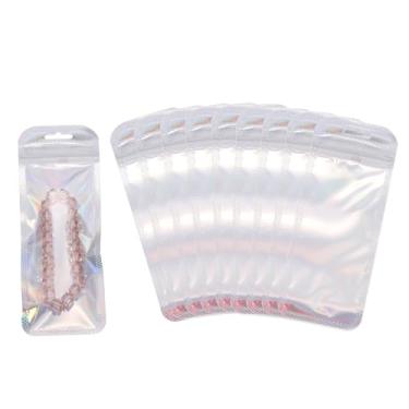 Imagem de PATIKIL Sacos plásticos de joias longas, 6 cm x 16 cm, 100 peças, bolsa com zíper autovedável, transparente, reutilizável, com orifício para pendurar para colares, embalagem de caneta, envio