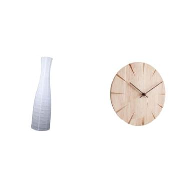 Imagem de Whtkoph Abajur Minimalista de Papel para Luminária de Chão com Relógio de Parede de Madeira Maciça. Design Criativo E Capa Protetora para Quarto de Hotel, Etc