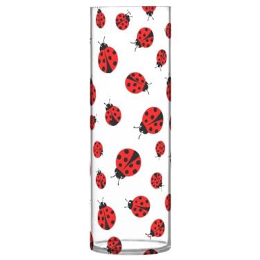 Imagem de CEBUGI Vaso de flor de animal vermelho 10 cm x 30 cm Vaso cilíndrico para flores, vaso transparente inquebrável para decoração de casa de festa de casamento