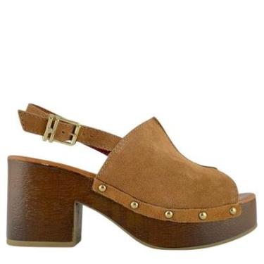 Imagem de Sandália Bottero Feminina  Salto Bloco Couro Camurça-Feminino