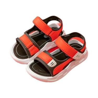 Imagem de Sandálias De Couro Para Meninos Verão 2023 Calçados Planos Antiderrapa