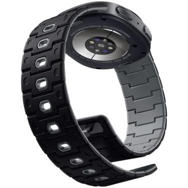 Imagem de Bandletic Pulseira magnética de silicone compatível com Samsung Galaxy Watch 8 de 40 mm, 44 mm/8 Classic 46 mm 2025, pulseira de substituição respirável sem lacunas para homens e mulheres, preto/cinza