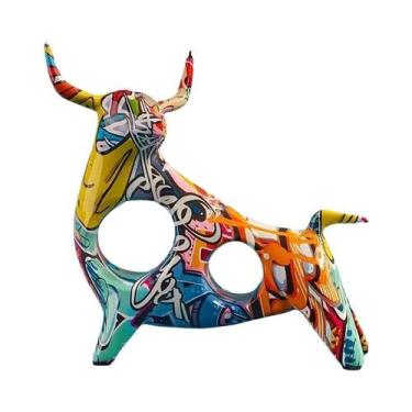 Imagem de Estátua Colorida De Boi Para Decoração De Casa, Ornamento Para Sala De