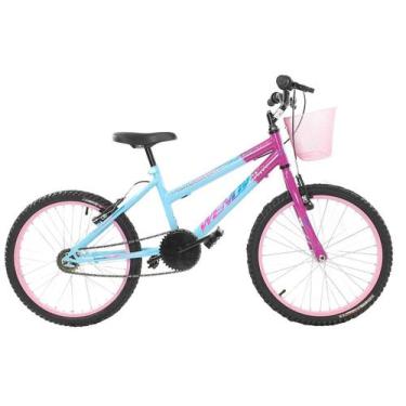 Imagem de Bicicleta Feminina Infantil Passeio Aro 20 Wendy Com Cesta, Azul, Rosa