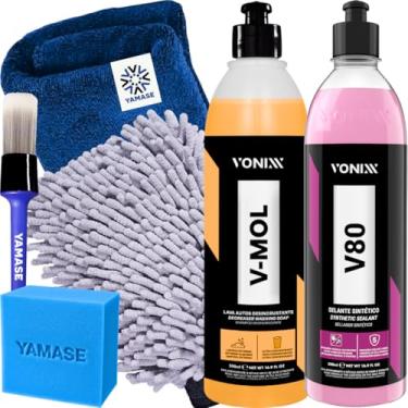 Imagem de Kit Off Road Vonixx Shampoo V-Mol Selante Sintético V80 500ml Pano Luva Pincel Interno Espuma Yamase