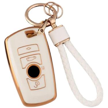 Imagem de Capa tpu para chave de carro compatível com bmw 1 3 5 7 séries x1 x3 x4 x5 f10 f15 f16 f20 f30 f18 f25 m3 m4 e34 acessórios protetores de chave fob(White Set 2)