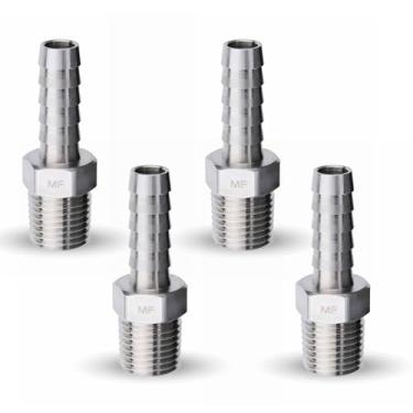 Imagem de MAACFLOW Conector adaptador de mangueira farpada MAACFLOW de aço inoxidável 1/10.2 cm macho NPT para 5/40.6 cm ID de mangueira farpada (pacote com 4)