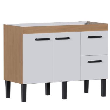 Imagem de Gabinete Madeira Sabia 1,14 Metros Jequitibá Branco Para Pia 120m - P103606 - Cozimax