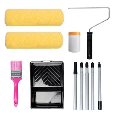 Imagem de Mollor Kit de rolo de tinta, kit de rolo de pintura de 23 cm com rolos de tinta de espuma de alta densidade, rolos de tinta de microfibra, bandeja de pintura para armários de pintura, portas