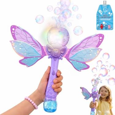 Imagem de Lança Bolhas 35 cm Pilha com Luz Borboleta Brinquedo Infantil Festa Crianças
