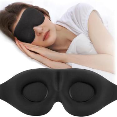 Imagem de Máscaras de dormir 3D contorno preto máscara de olho alça ajustável para dormir de lado viagem soneca homens mulheres (preto)