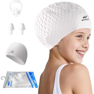 Imagem de Touca de natação infantil, touca de natação de silicone durável à prova d'água, adequada para meninas, meninos, adolescentes de 3 a 15 anos, ajuste confortável sem puxar o cabelo