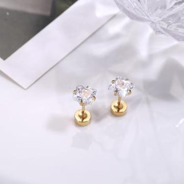 Imagem de Brincos pequenos de costas planas para mulheres e homens 20G cartilagem brincos de aço cirúrgico brincos pequenos de costas planas 2 mm/3 mm/4 mm/6 mm, 4MM, Aço inoxidável, Sem pedra preciosa