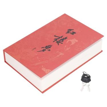Imagem de Cofre de livro com trava de chave, cofre de metal portátil, seguro para livros de desvio de dicionário, estojo oculto para joias e cartões de crédito, 22 x 15 x 4,6 cm (Dream of The Red Chamber)