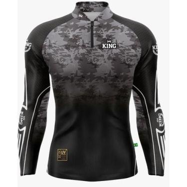 Imagem de Camiseta Camuflada Cinza Manga Longa Com Proteção Solar UV50+ King Bra