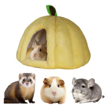 Imagem de Copfeu Cama de coelho de estimação, adorável ninho aconchegante em forma de abóbora, refúgio confortável espesso, adequado para coelhos, porquinhos-da-índia, furões, chinchilas e outros animais de