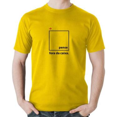 Imagem de Camiseta Algodão Pense fora da caixa - Foca na Moda, Amarelo, G