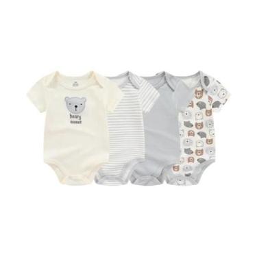 Imagem de Macacão De Verão Para Bebê Menino Menina 4 Peças 100% Algodão Macacões