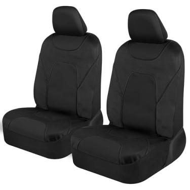 Imagem de Motor Trend AquaShield Capas de assento dianteiras à prova d'água, capas de assento pretas para carros - capa de neoprene para assentos dianteiros de carro, protetor de capas de assento SUV - capa