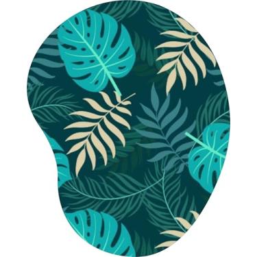 Imagem de Mouse Pad Ergonômico Gota Folhagens Tropicais Tons de Verde