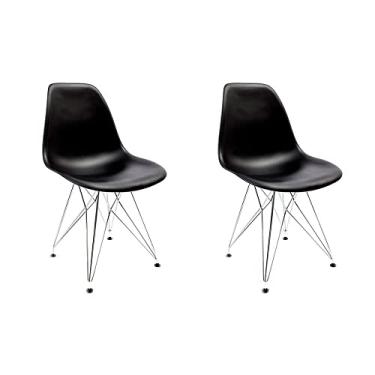 Imagem de Conjunto com 2 Cadeiras Eames Preta - Base Eiffel Cromada