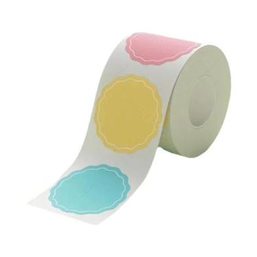 Imagem de Papel Adesivo Térmico Impermeável Para Impressão De Etiquetas Redondas