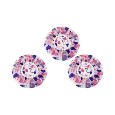 Imagem de Touca De Banho Reutilizável Impermeável 3 Peças Para Cabelos Longos, T