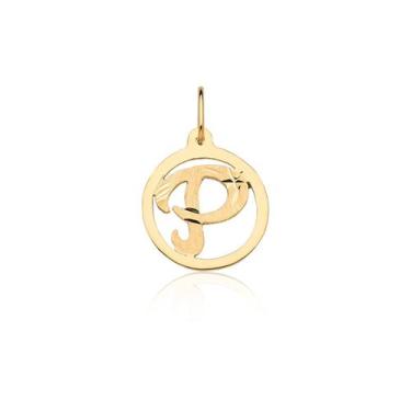 Imagem de Pingente Medalha Letra P Ouro 18k Puro - MAEHLER Arte Em Joias, Dourad