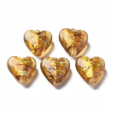 Imagem de 28 peças contas de vidro coração lampwork ouro prata folha contas de vidro amor coração vidro solto contas espaçador para DIY Valentine colar pulseira brinco fabricação de joias
