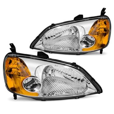 Imagem de AXLAHA Conjunto de faróis para Honda Civic 2001-2003 compatível com 2001 2002 2003 Civic Civic Refletor Âmbar Refletor de Substituição Lado do Motorista e do Passageiro