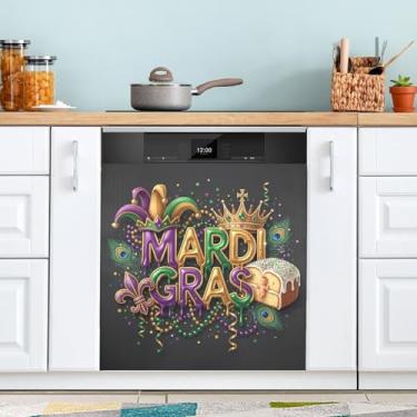 Imagem de ATTX Capa magnética para lava-louças Mardi Gras | Adesivo decorativo de eletrodomésticos de 58 x 66 cm para armários domésticos e eletrodomésticos (167)