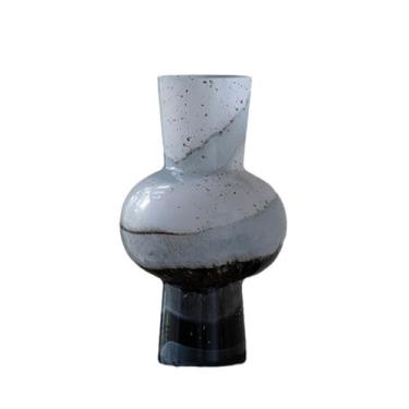 Imagem de Vaso de vidro moderno estilo tinta preta e branca feito à mão, adequado para casa e escritório, arranjos de flores de alta qualidade, vaso de mesa