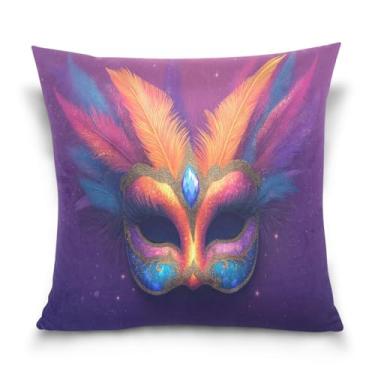 Imagem de Blueangle Capas de almofada de máscara colorida de carnaval - 50 x 50 cm, decoração de férias de fazenda para sofá de casa (280)