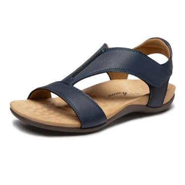 Imagem de Athlefit Sandálias ortopédicas femininas com suporte de arco, Azul marino, 36