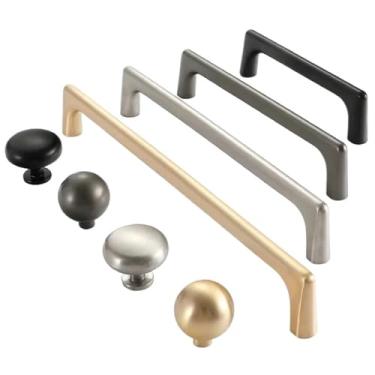 Imagem de CXYFQUUK Puxadores de porta de armário de cozinha de latão dourado puxadores de gaveta puxadores de móveis de cozinha ferragens 2 peças (cinza pérola 192 mm)