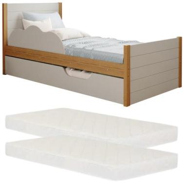 Imagem de Bicama Infantil 100% MDF com Cama Auxiliar e Proteção Lateral Acompanh