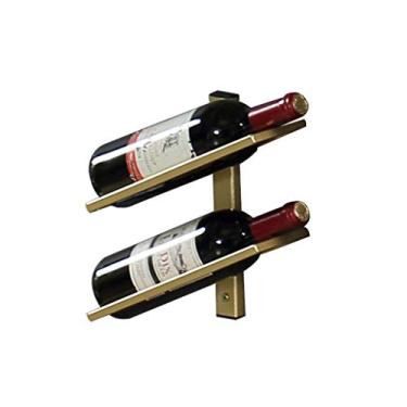 Imagem de Suporte para copos de vinho para pendurar na parede - Suporte de exibição de garrafa de vinho de metal, organizador de garrafas, prateleira de vinho, 6 garrafas (2 garrafas)