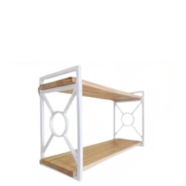 Imagem de Prateleira de Parede Decorativa Estilo Industrial Antiferrugem com Madeira – Prateleira para Sala e Quarto com Kit de Instalação(20x80 Branco)