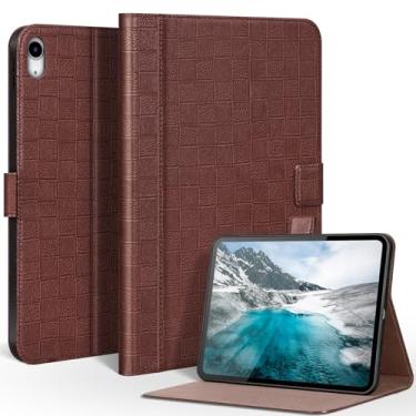 Imagem de CPNVWA Capa de couro genuíno para iPad A16 11ª geração de 11 polegadas, iPad 10ª geração de 10,9 polegadas, capa fólio de couro premium com despertar/hibernar automaticamente, suporte ajustável, fecho