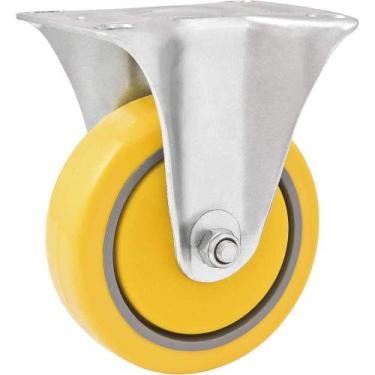 Imagem de Rodízio Fixo Industrial Leve 4", de Poliuretano e Pvc, Amarelo, Vonder