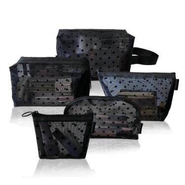 Imagem de Conjunto de bolsas de maquiagem TRAKWAN Mesh, 5 peças, estampa cardíac