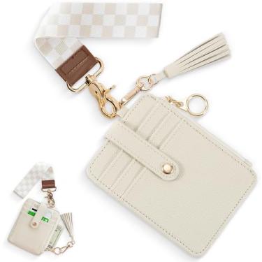 Imagem de Carteira feminina estilosa – Suporte de cartão de crédito de design fino com muito espaço de armazenamento, incluindo janela transparente para identidade e bolso com zíper – Carteira de chaveiro com