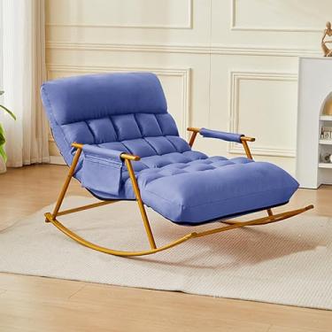 Imagem de Cadeira de baloiço para berçário, encosto alto, dobrável, bolso lateral, portátil, dobrável, tecido resistente à água, cadeira reclinável interna e externa, para varanda, quintal, pátio